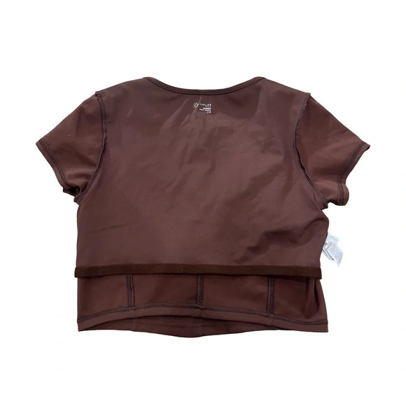 OFFLINE By Aerie Goals Ribbed V Neck Activewear T-Shirt Brown Size Large - Picture 7 of 9